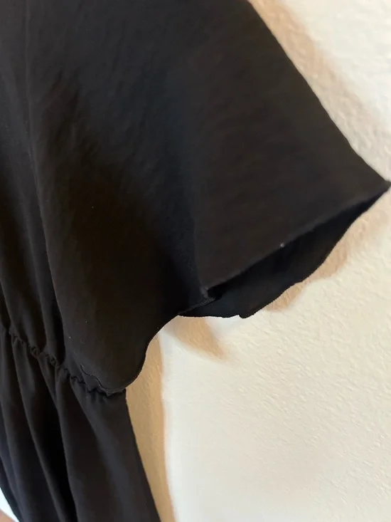 See You Monday Black V-Neck Girly Dress with Bow to Tie. Lightweight Womens S - Picture 7 of 8